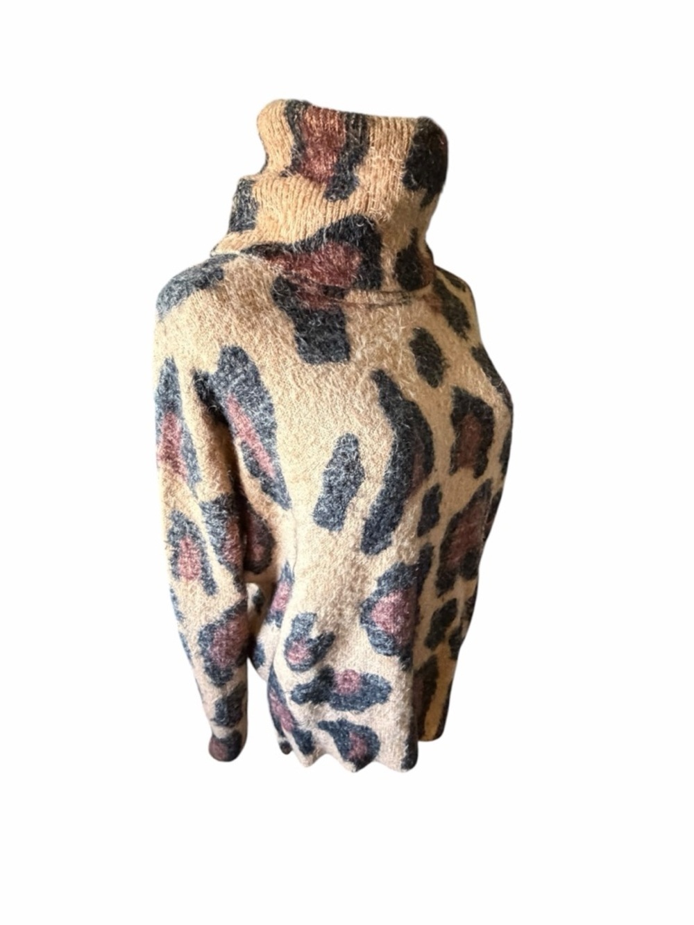 Show Me your Mumu Turtleneck Leopard Print Sweater Sz Small - Picture 8 of 14